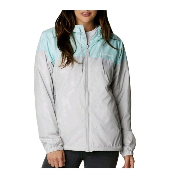 Columbia Mint Green Gray Fleece Lined Flash Forward Windbreaker Jacket NWT $90 - Picture 4 of 16